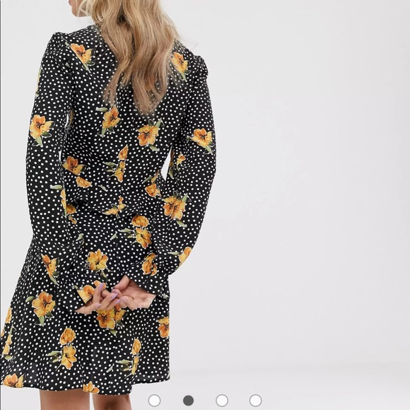 ASOS ruffle tea dress with floral spot - Picture 4 of 7